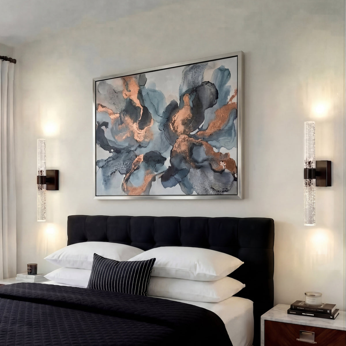 Black Glow Reflect The Immersed Light, modern LED lighting fixture with sleek design, shown in a close-up image.