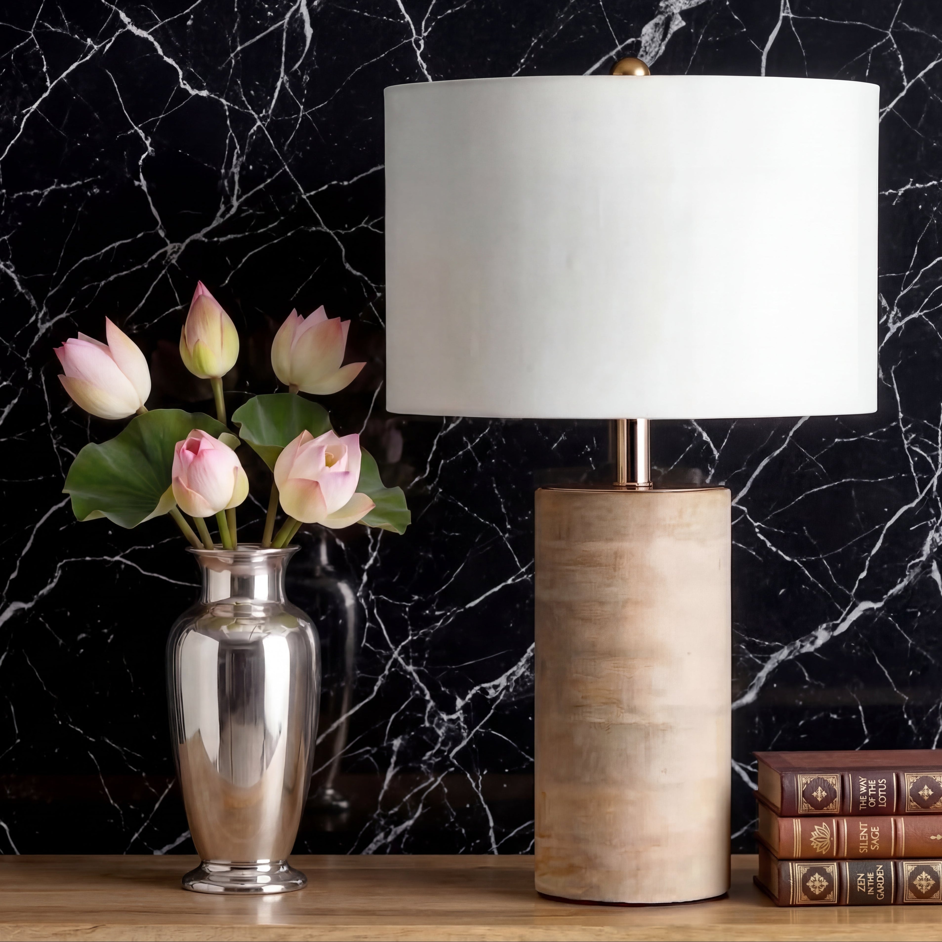 Glow Reflect Bamboo Lamp, a stylish natural bamboo light fixture with a warm glow and intricate woven design.