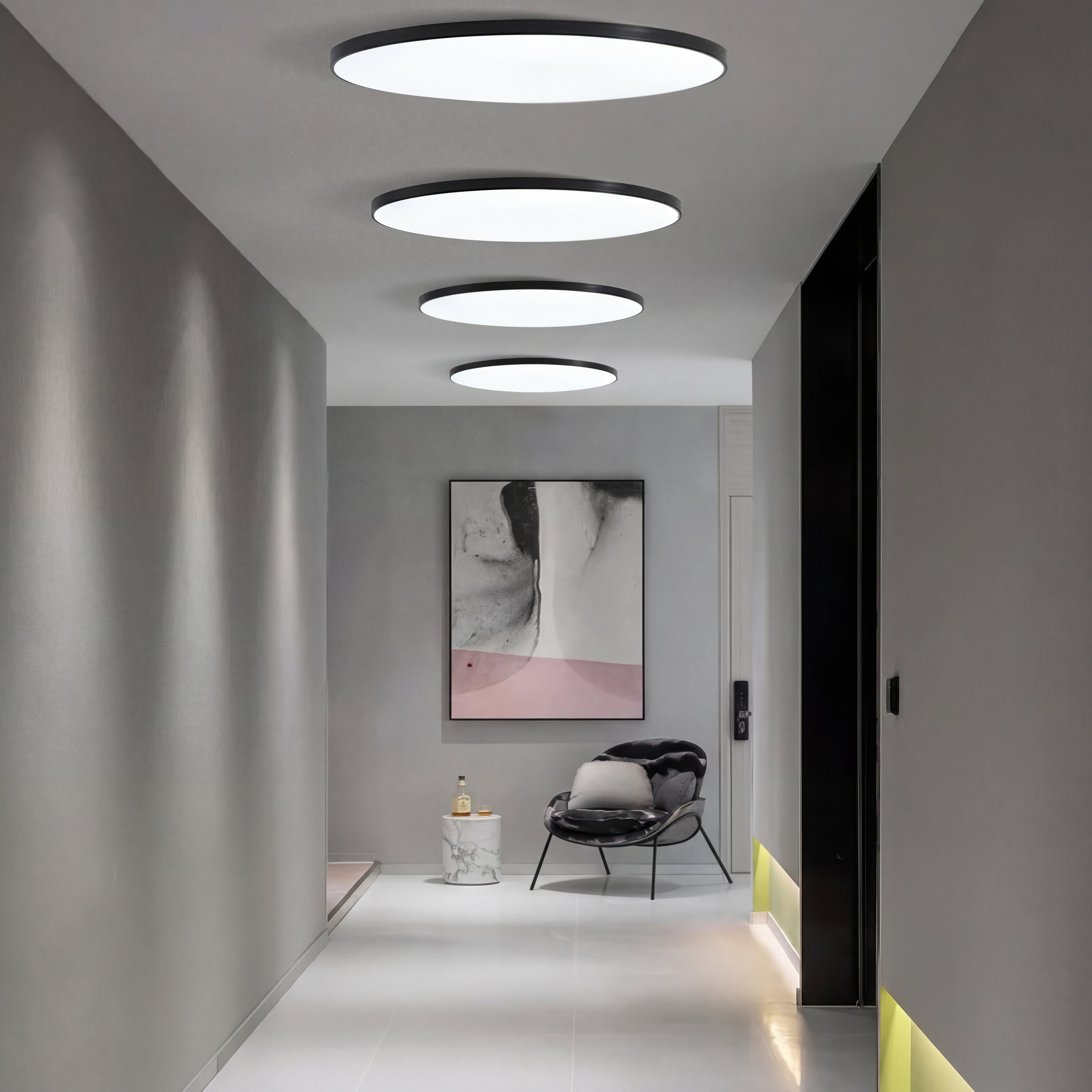 White Glow Reflect The Halo Light, 37cm, showcasing modern LED lighting design with a sleek circular shape.